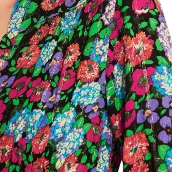 BA&SH Phara Floral Print Blouse | Long Sleeve Button Down Top Black Medium US 8 - Picture 2 of 9